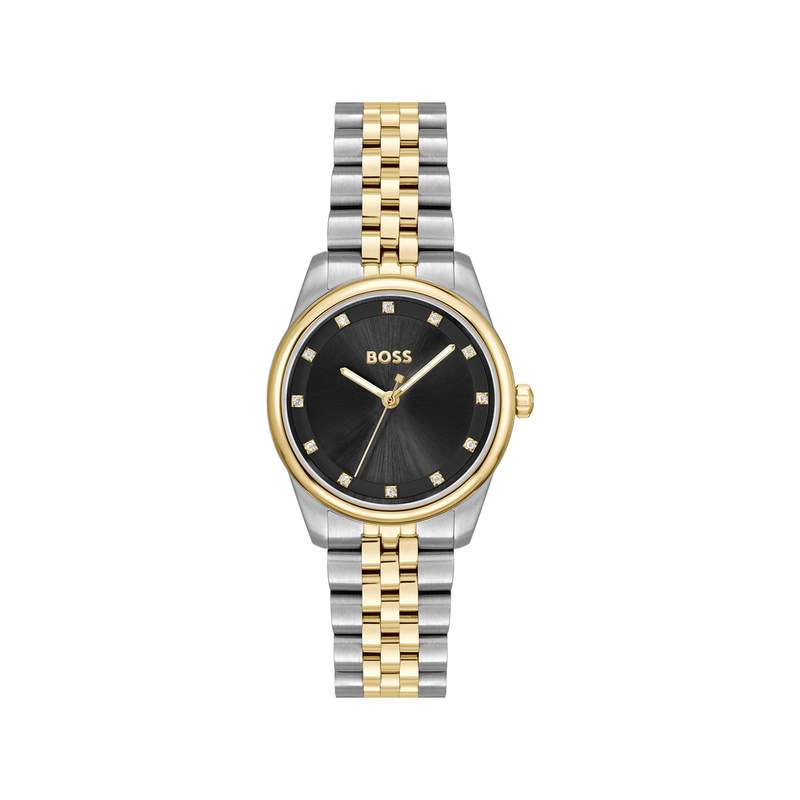 Montre BOSS modern classic femme bracelet acier inoxydable bicolore jaune - vue 1