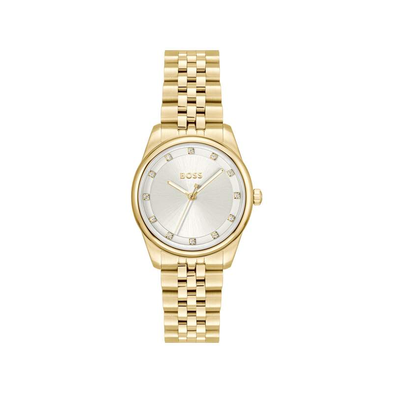 Montre BOSS modern classic femme bracelet acier inoxydable doré jaune - vue 1