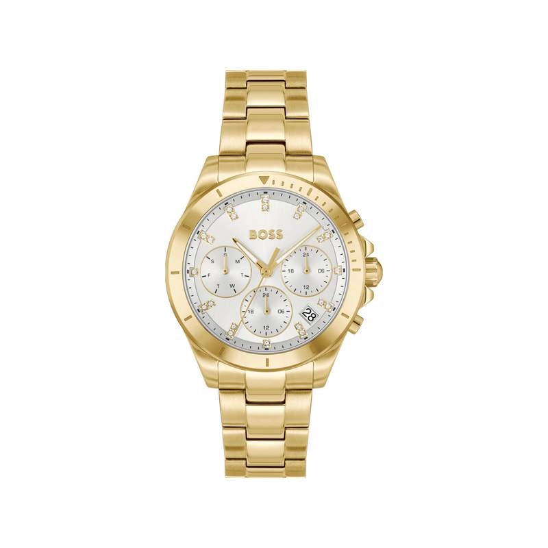 Montre BOSS sport lux femme bracelet acier inoxydable doré jaune - vue 1