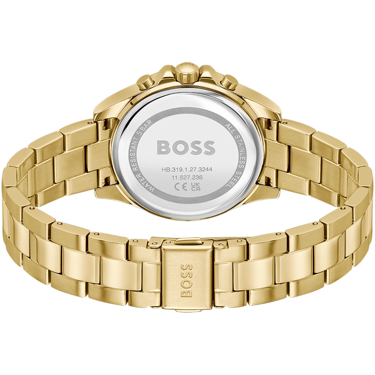 BOSS sport luxury women's watch with yellow gold stainless steel bracelet - view 3