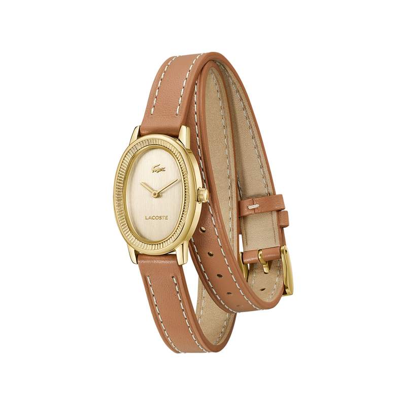 Montre LACOSTE parisienne femme bracelet cuir marron - vue 2