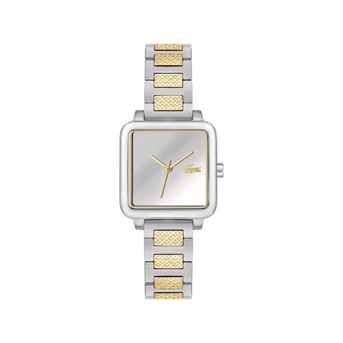 LACOSTE.12.12 leap dameshorloge met tweekleurige gele roestvrijstalen armband