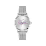 Montre LACOSTE crocodelle femme bracelet acier inoxydable gris - vue 1