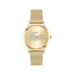 Montre LACOSTE crocodelle femme bracelet acier inoxydable doré jaune - vue 1