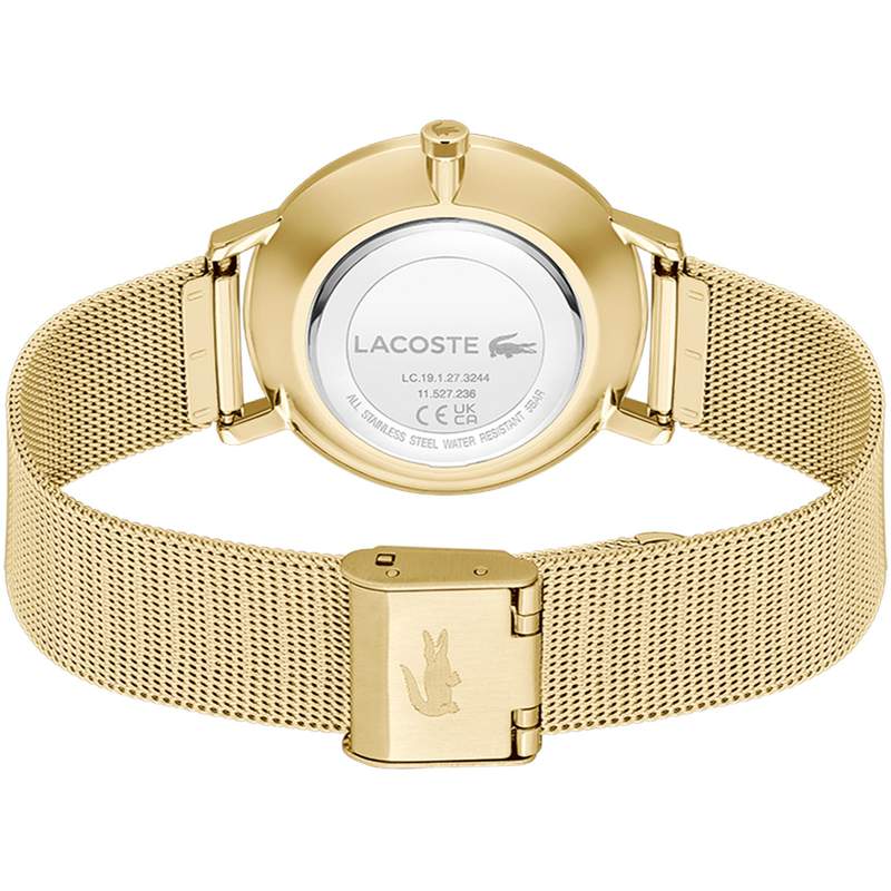 Montre LACOSTE crocorigin femme bracelet acier inoxydable doré jaune - vue 3
