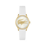 Montre LACOSTE crocodelle femme bracelet silicone blanc - vue 1