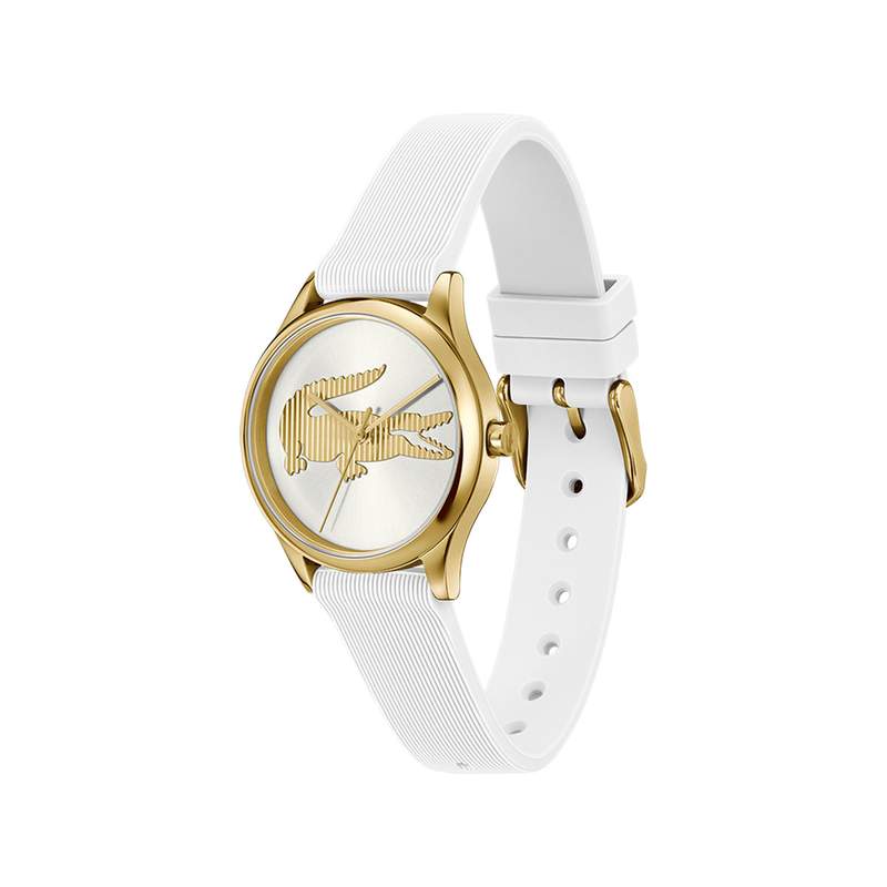 Montre LACOSTE crocodelle femme bracelet silicone blanc - vue 2