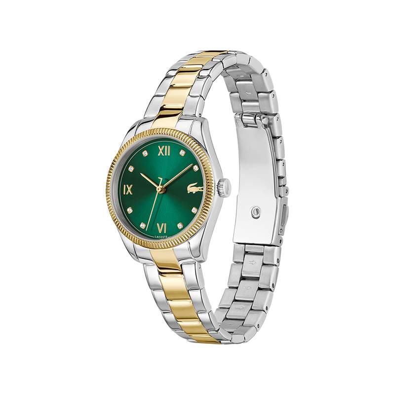Montre LACOSTE parisienne femme bracelet acier inoxydable bicolore jaune - vue 2