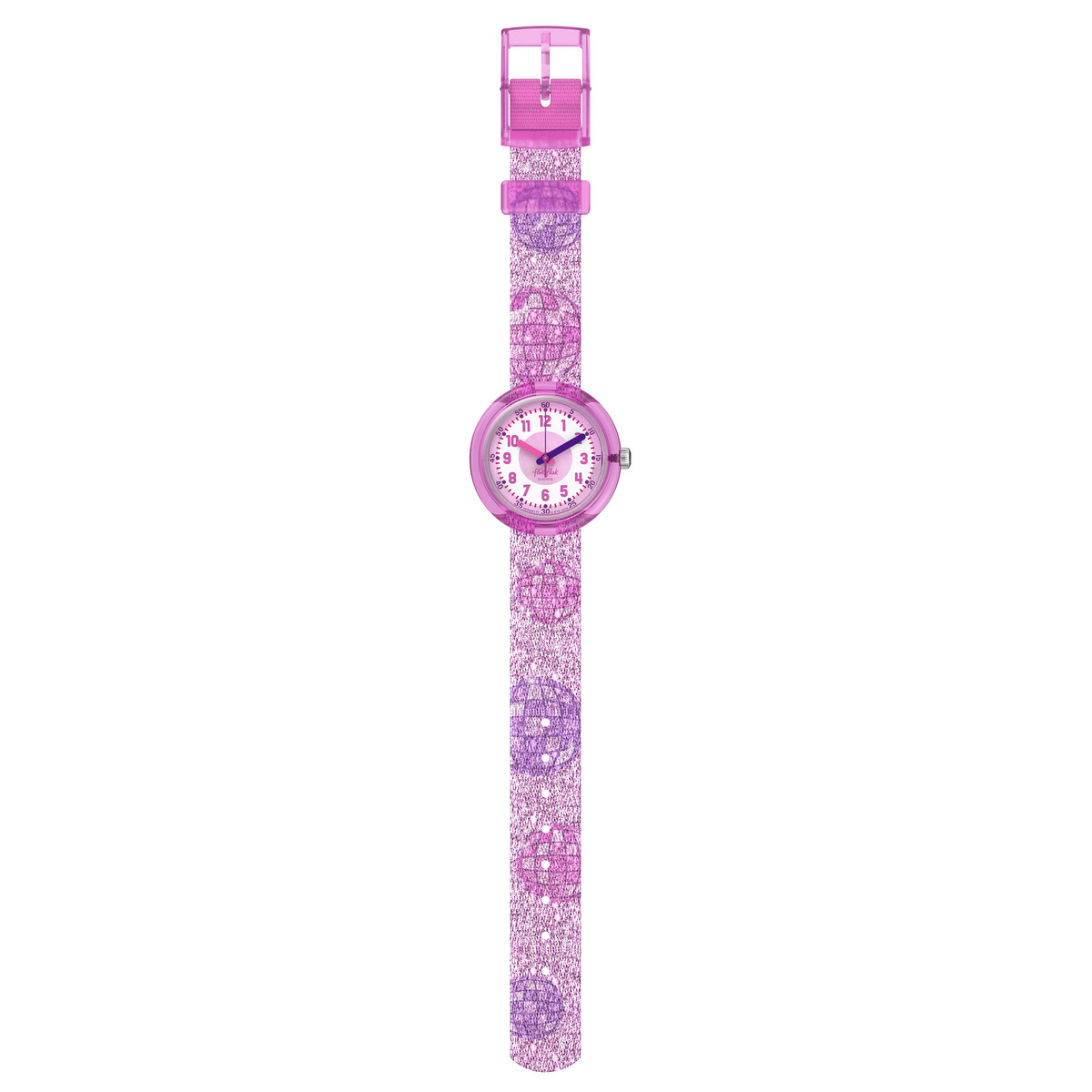 FLIK FLAK showtime kinderhorloge met roze armband van gerecycled plastic - weergave D1
