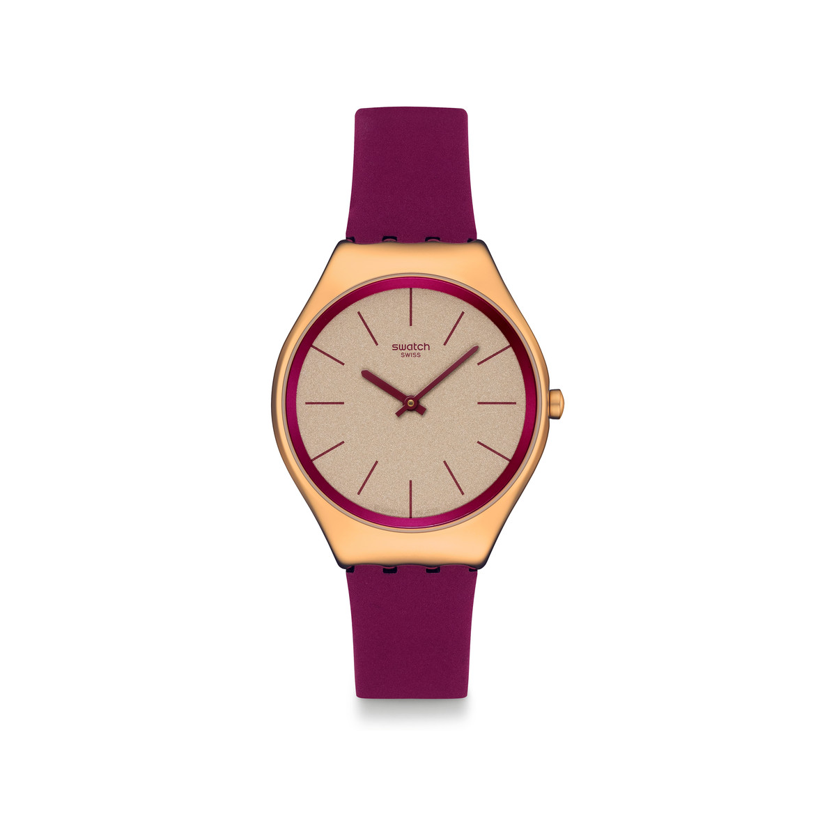 SWATCH essentials women's watch with red leather strap