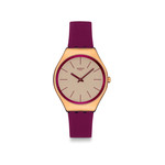 Montre SWATCH essentials femme bracelet cuir rouge - vue 1