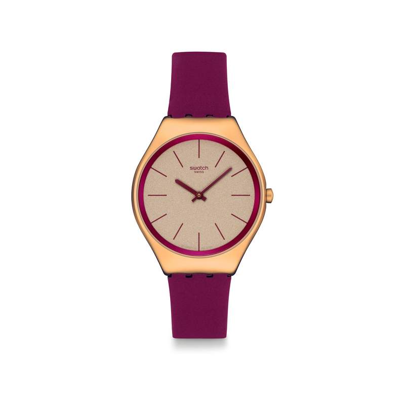 Montre SWATCH essentials femme bracelet cuir rouge - vue 1