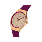 Montre SWATCH essentials femme bracelet cuir rouge - vue 2