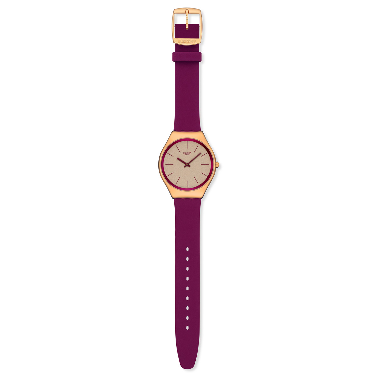 SWATCH essentials women's watch with red leather strap - view D1