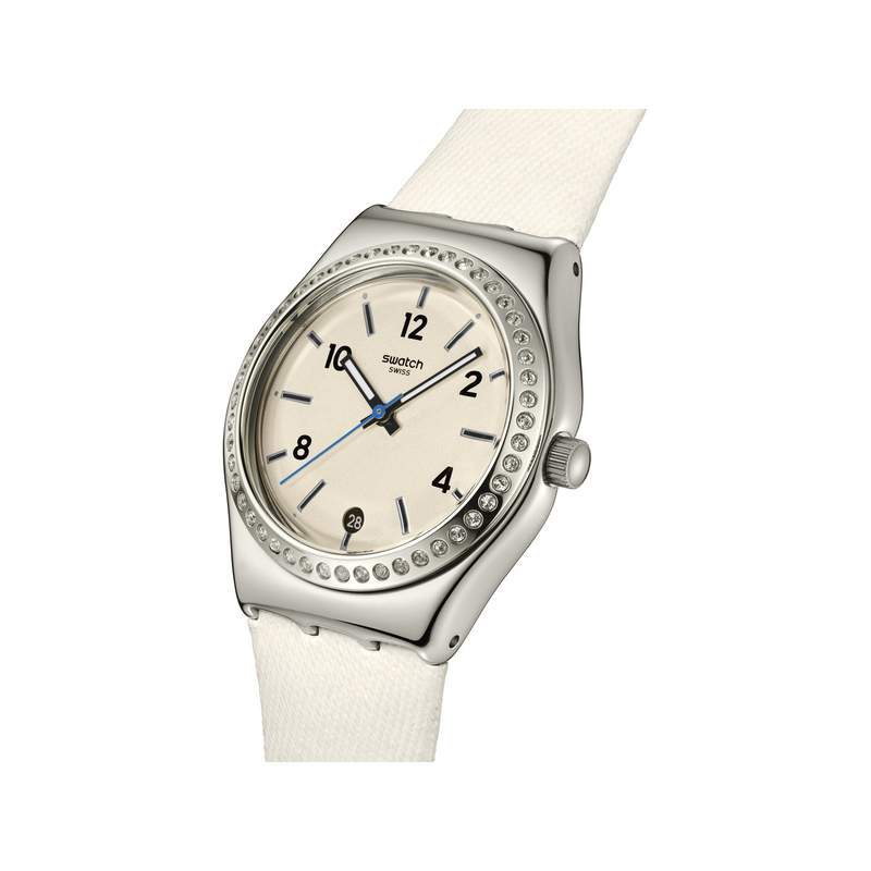 Montre SWATCH essentials femme bracelet cuir blanc - vue 2
