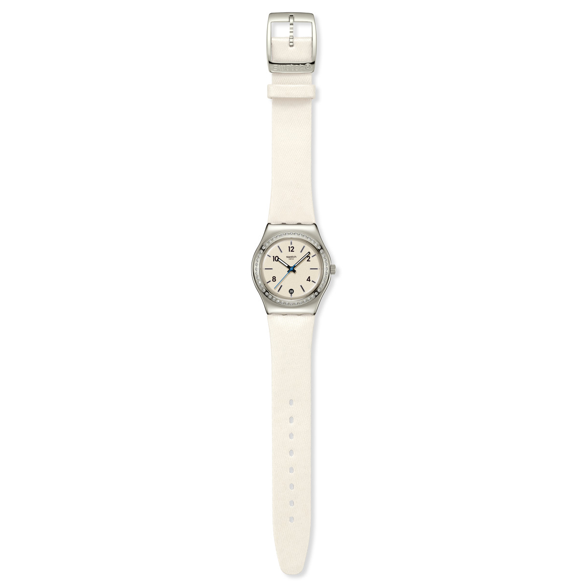 SWATCH essentials women's watch with white leather strap - view D1
