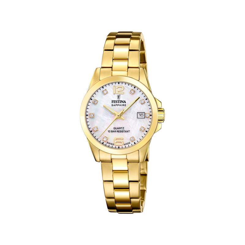 Montre FESTINA swiss made femme bracelet acier inoxydable doré - vue 1