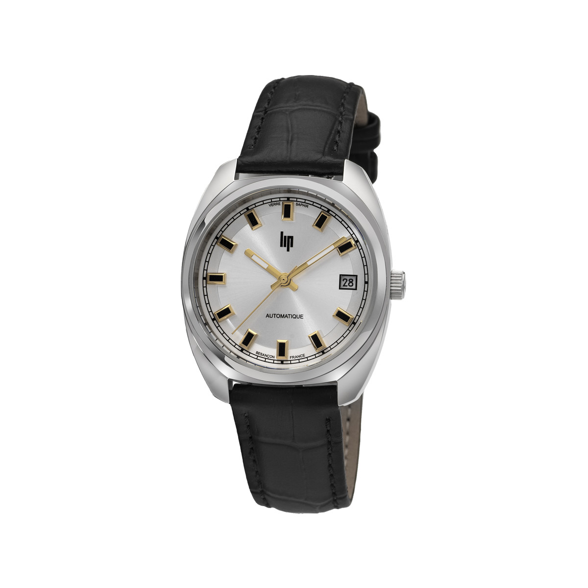 LIP Général de Gaulle unisex automatic watch, black leather strap