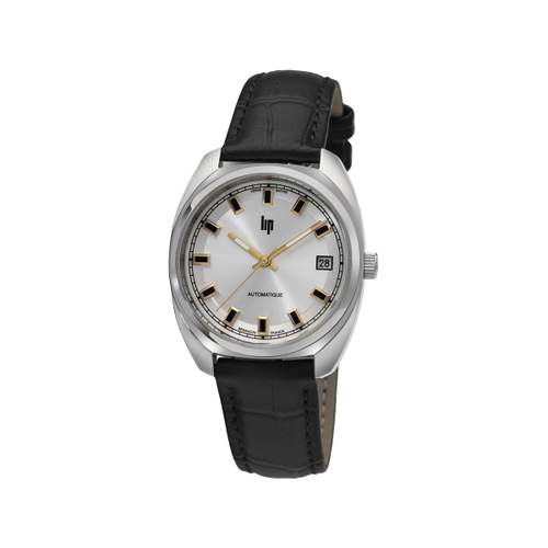 LIP Général de Gaulle automatisch horloge voor dames en heren, zwarte leren band
