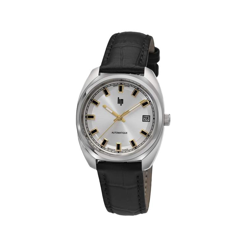 Montre LIP Général de Gaulle mixte automatique, bracelet cuir noir - vue 1