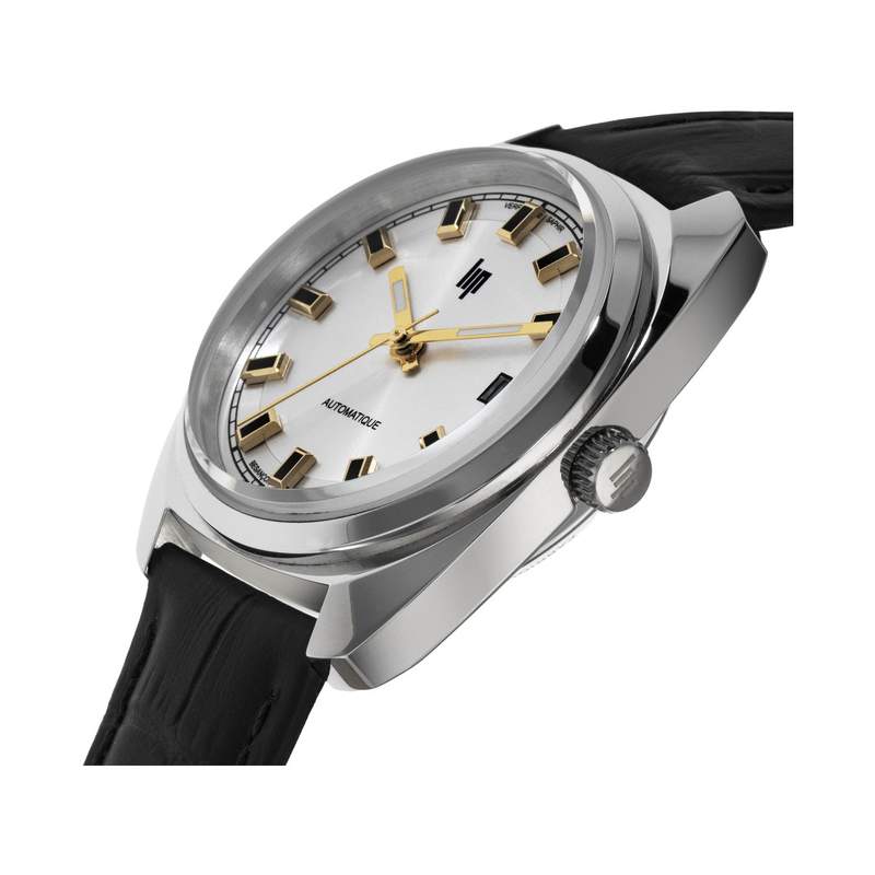Montre LIP Général de Gaulle mixte automatique, bracelet cuir noir - vue 2