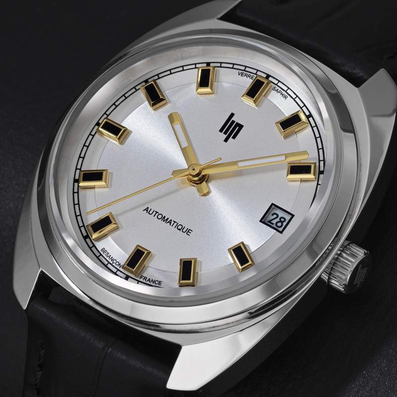 Montre LIP Général de Gaulle mixte automatique, bracelet cuir noir - vue D1