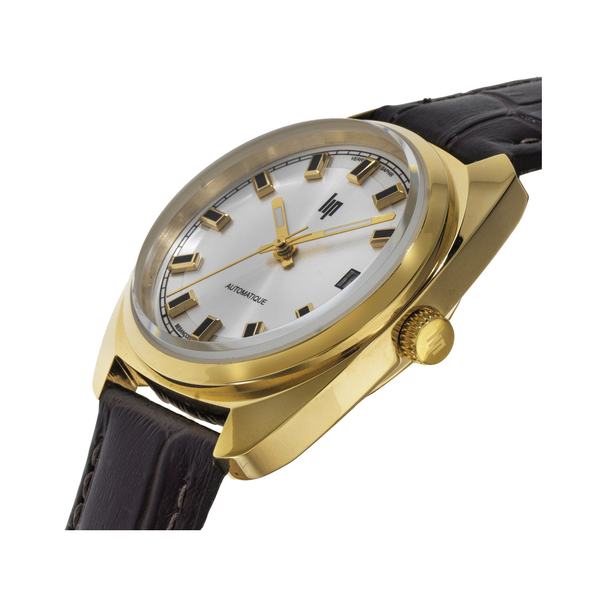 Montre LIP Général de Gaulle mixte automatique, bracelet cuir marron - vue 2