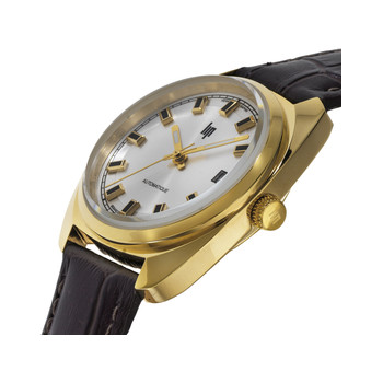 Montre LIP Général de Gaulle mixte automatique, bracelet cuir marron