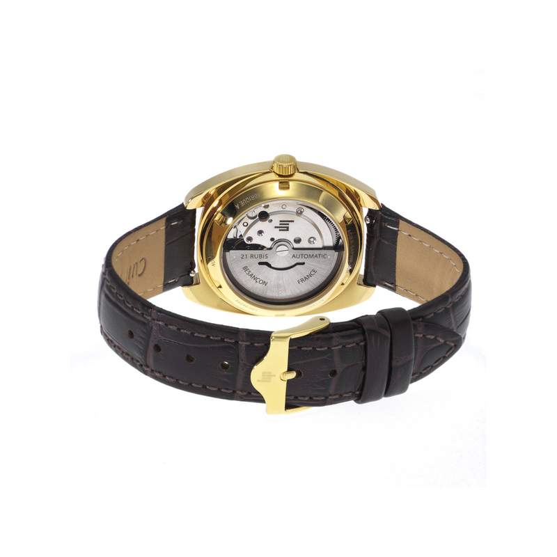 Montre LIP Général de Gaulle mixte automatique, bracelet cuir marron - vue 3
