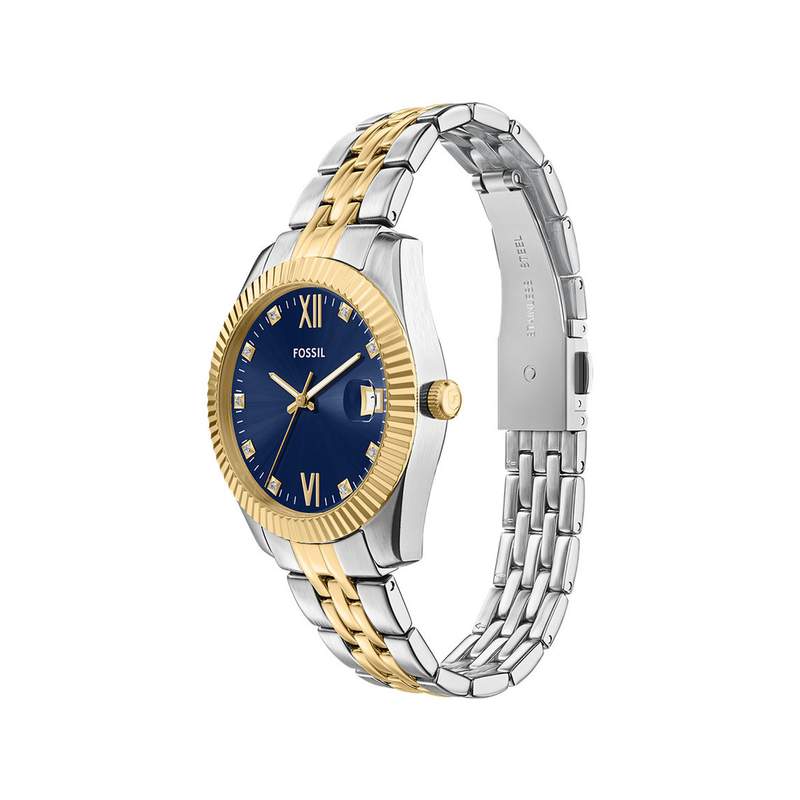 Montre FOSSIL scarlette femme bracelet acier inoxydable bicolore jaune - vue 2