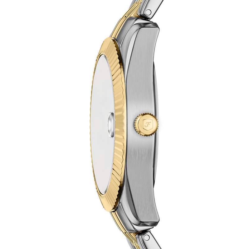 Montre FOSSIL scarlette femme bracelet acier inoxydable bicolore jaune - vue D1