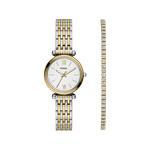 FOSSIL Carlie dameshorloge met tweekleurige roestvrijstalen armband in geel - afbeelding 1