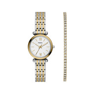 FOSSIL Carlie dameshorloge met tweekleurige roestvrijstalen armband in geel