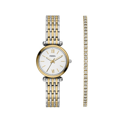 Montre FOSSIL carlie femme bracelet acier inoxydable bicolore jaune