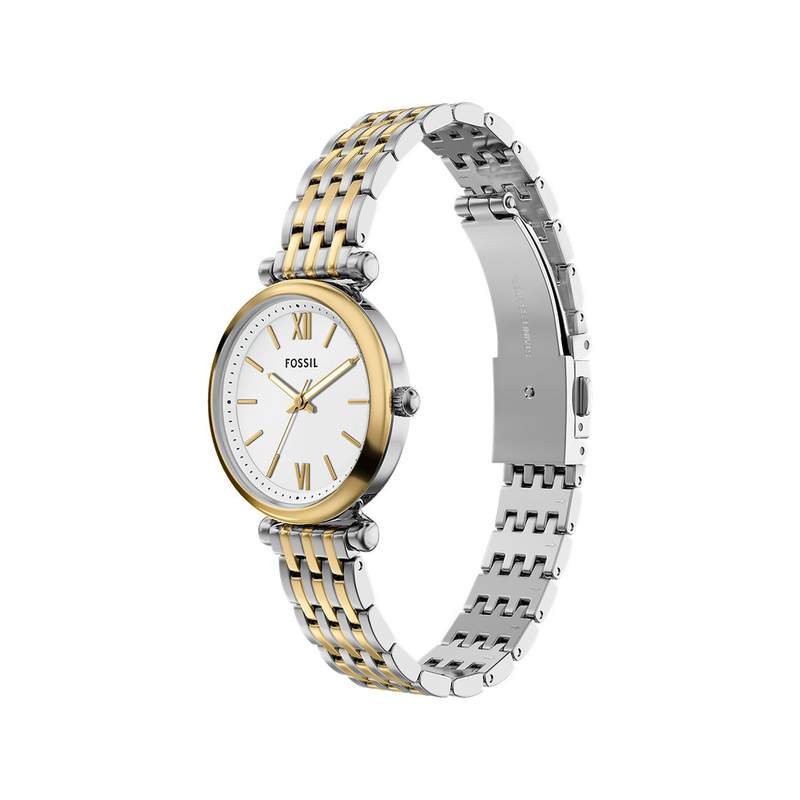 Montre FOSSIL carlie femme bracelet acier inoxydable bicolore jaune - vue 2
