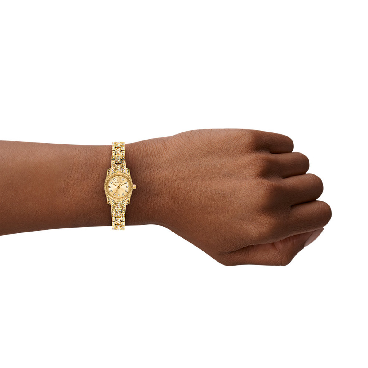 MICHAEL KORS micro lexington dameshorloge goud roestvrij stalen armband - bekijk gedragen 1