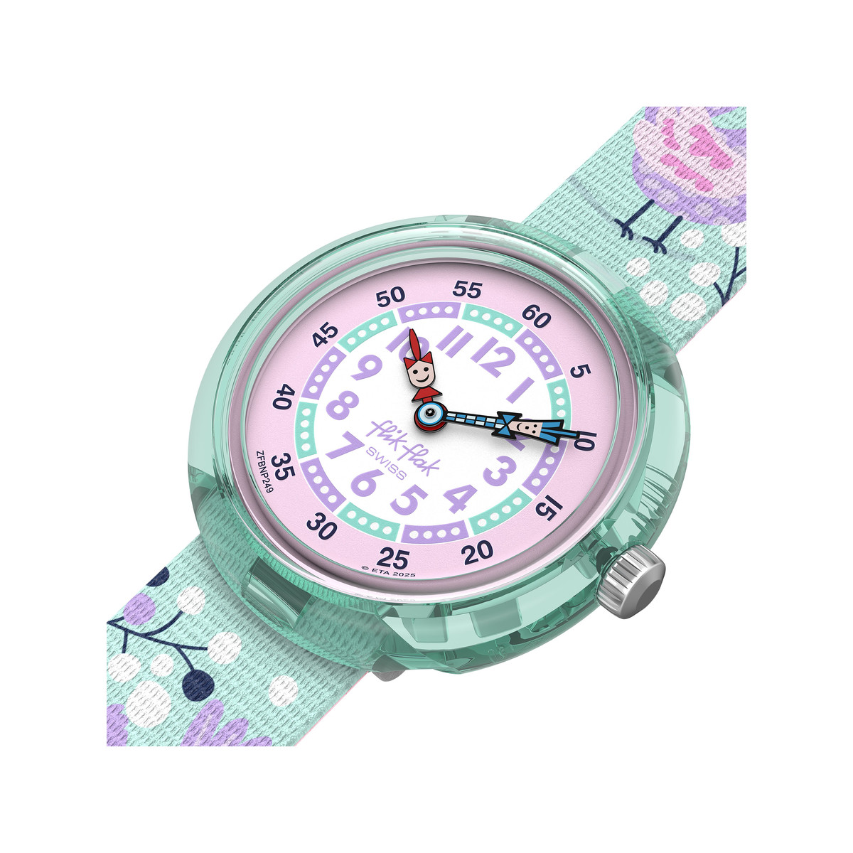 FLIK FLAK Pattern Paradise children's watch with recycled pet strap in green - view 2