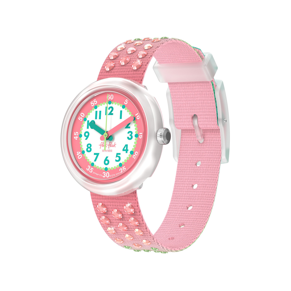 FLIK FLAK kinderhorloge pattern paradise met gerecyclede roze armband