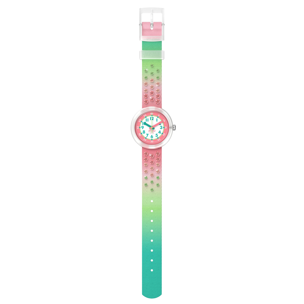 FLIK FLAK-horloge voor kinderen, patroon paradise, armband van gerecycled plastic, roze - weergave D1