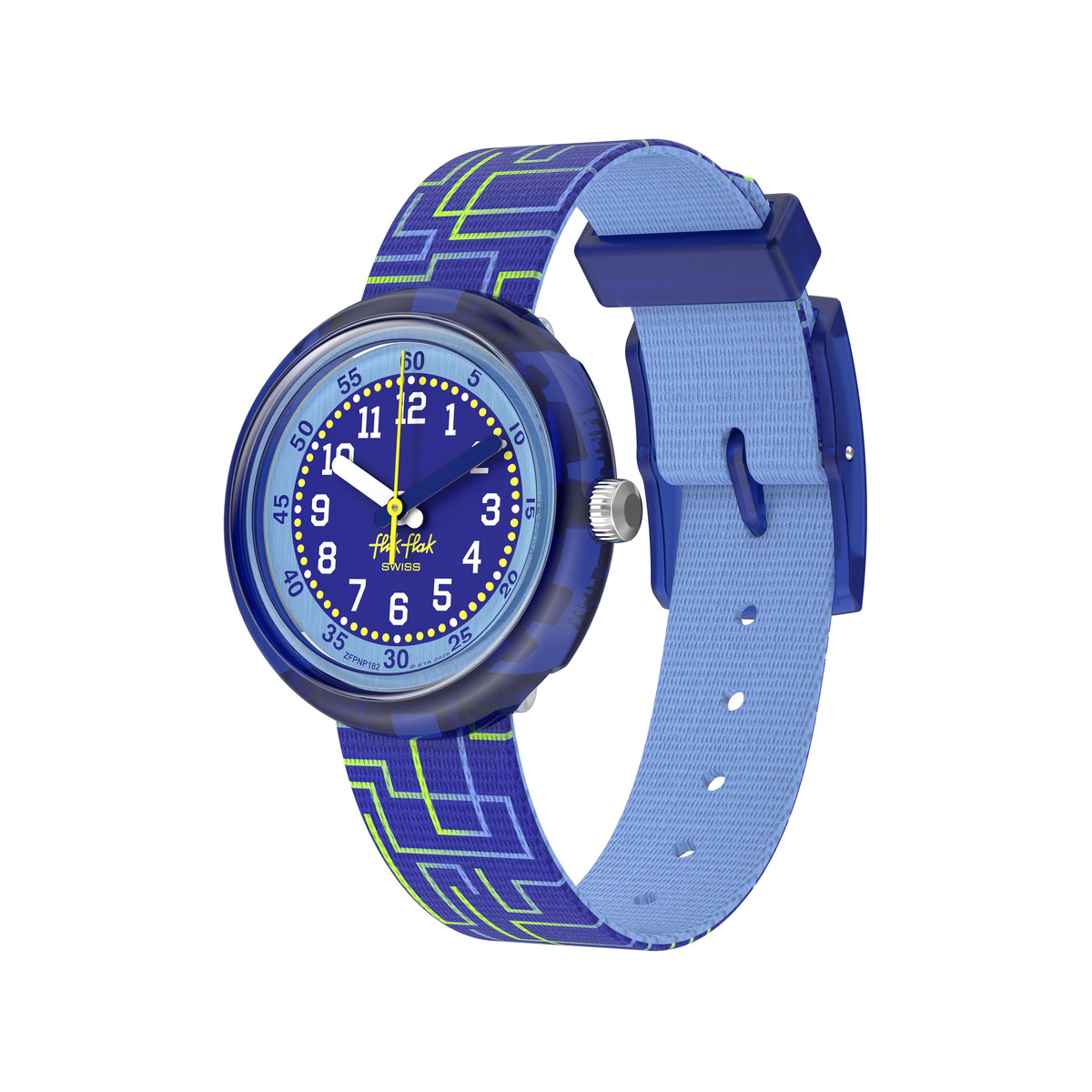 FLIK FLAK Pattern Paradise children's watch with recycled pet bracelet in blue