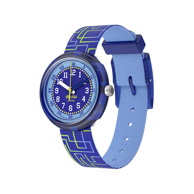 FLIK FLAK Pattern Paradise children's watch with recycled pet bracelet in blue