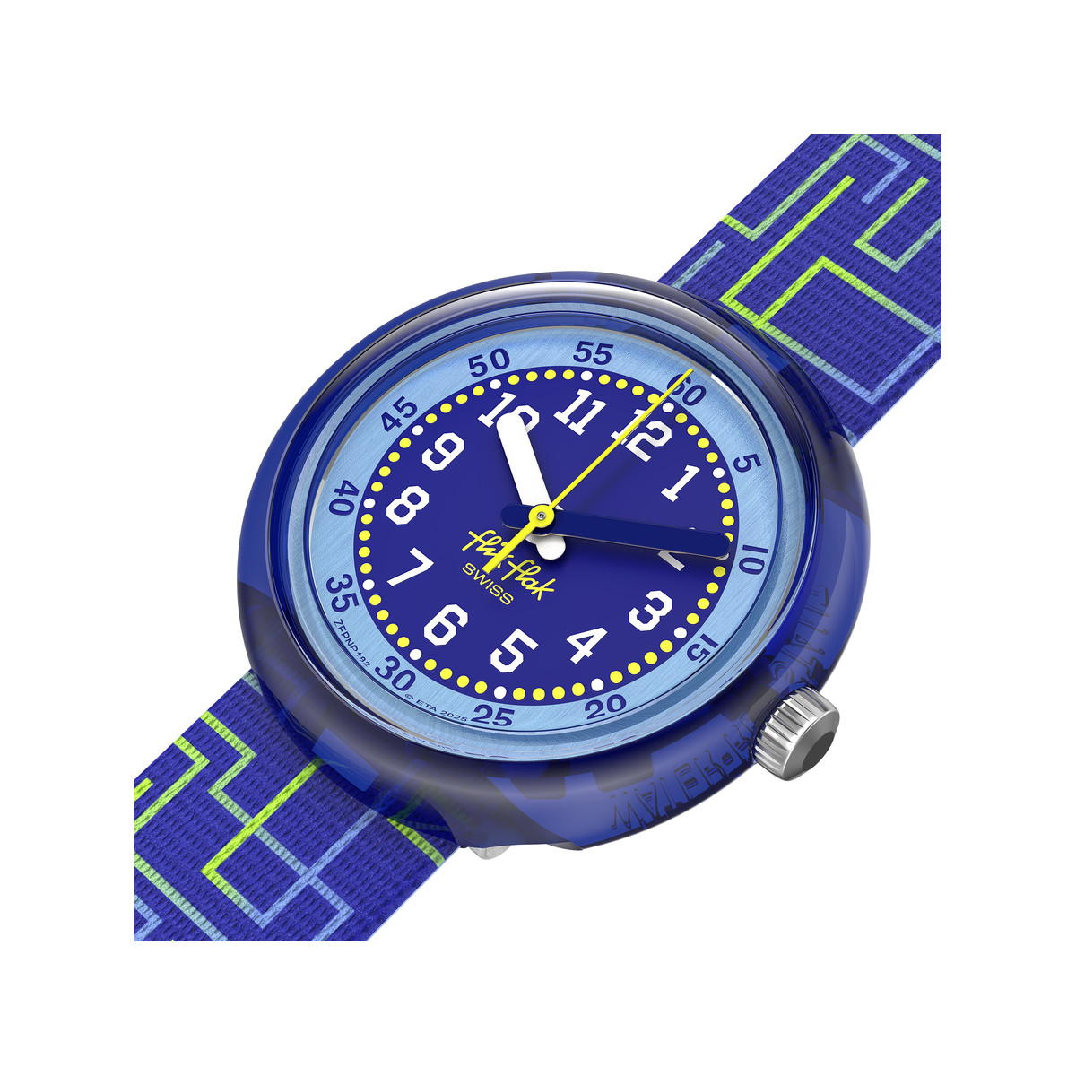 FLIK FLAK Pattern Paradise children's watch with recycled PET strap in blue - view 2