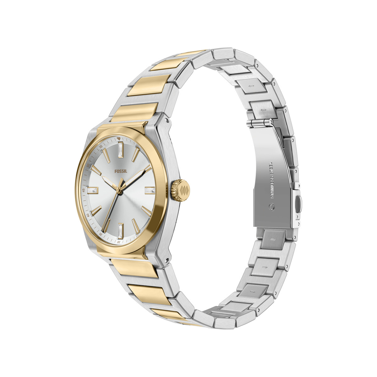 Montre FOSSIL everett femme bracelet acier inoxydable bicolore jaune - vue D5