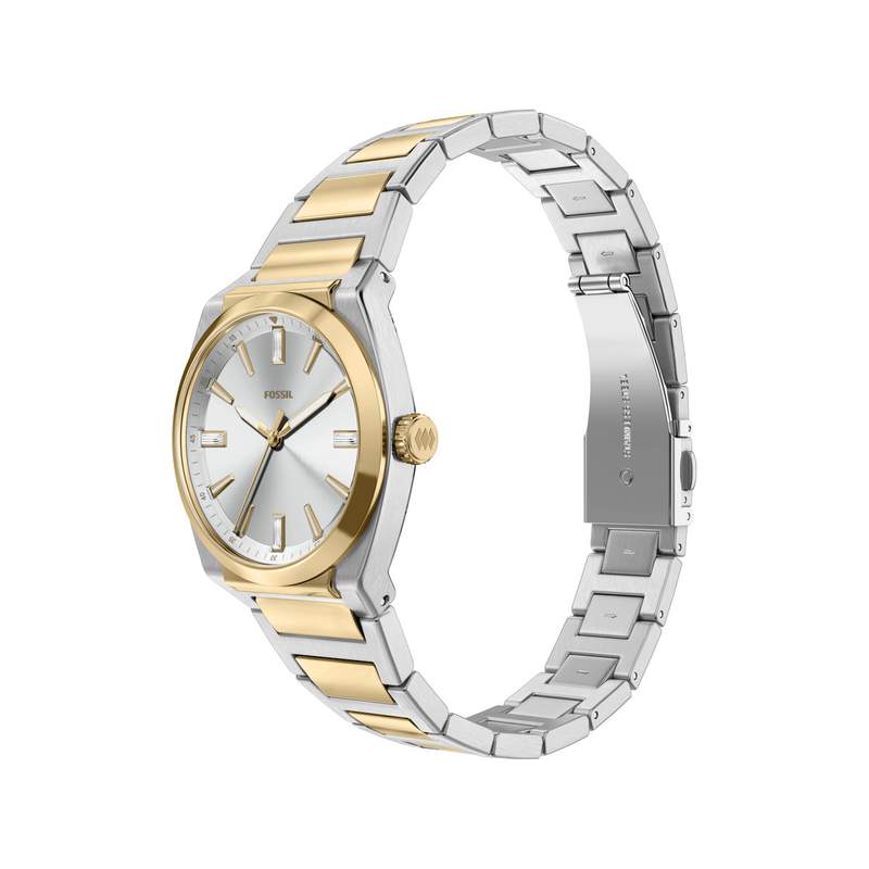 Montre FOSSIL everett femme bracelet acier inoxydable bicolore jaune - vue D5