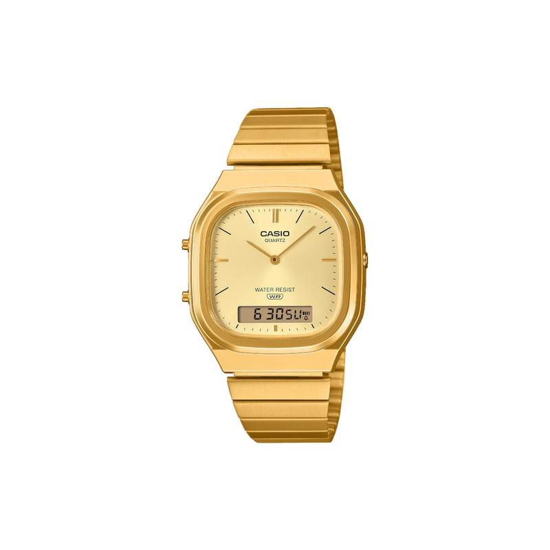 Montre CASIO vintage collection mixte bracelet acier inoxydable doré - vue 1