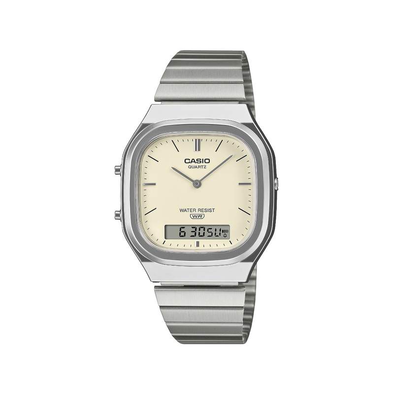 Montre CASIO vintage collection mixte bracelet acier inoxydable gris - vue 1