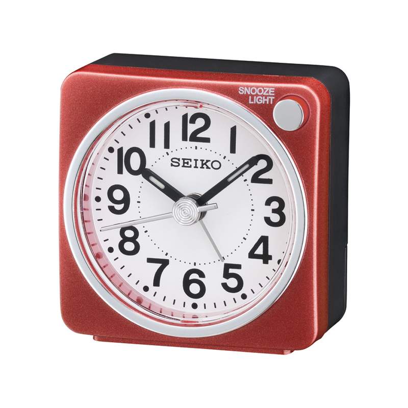 Réveil Seiko analogique plastique rouge - vue 1