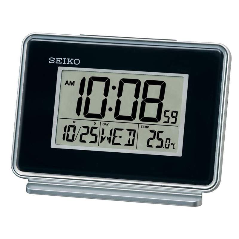 Réveil Seiko digital plastique noir - vue 1