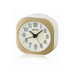 Réveil Seiko analogique plastique blanc et doré - vue 1