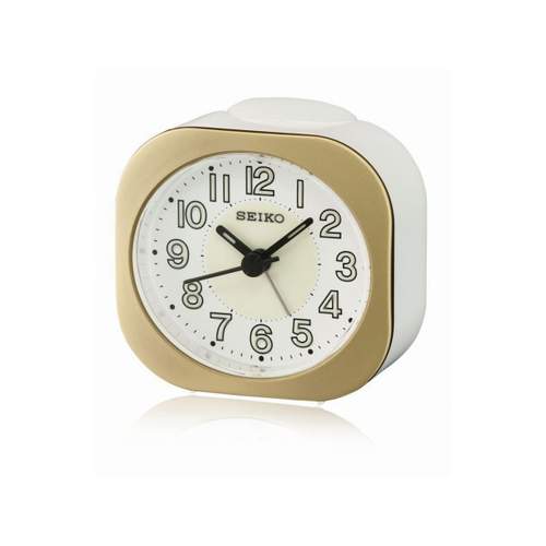 Réveil Seiko analogique plastique blanc et doré